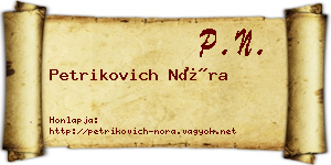 Petrikovich Nóra névjegykártya
