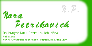 nora petrikovich business card
